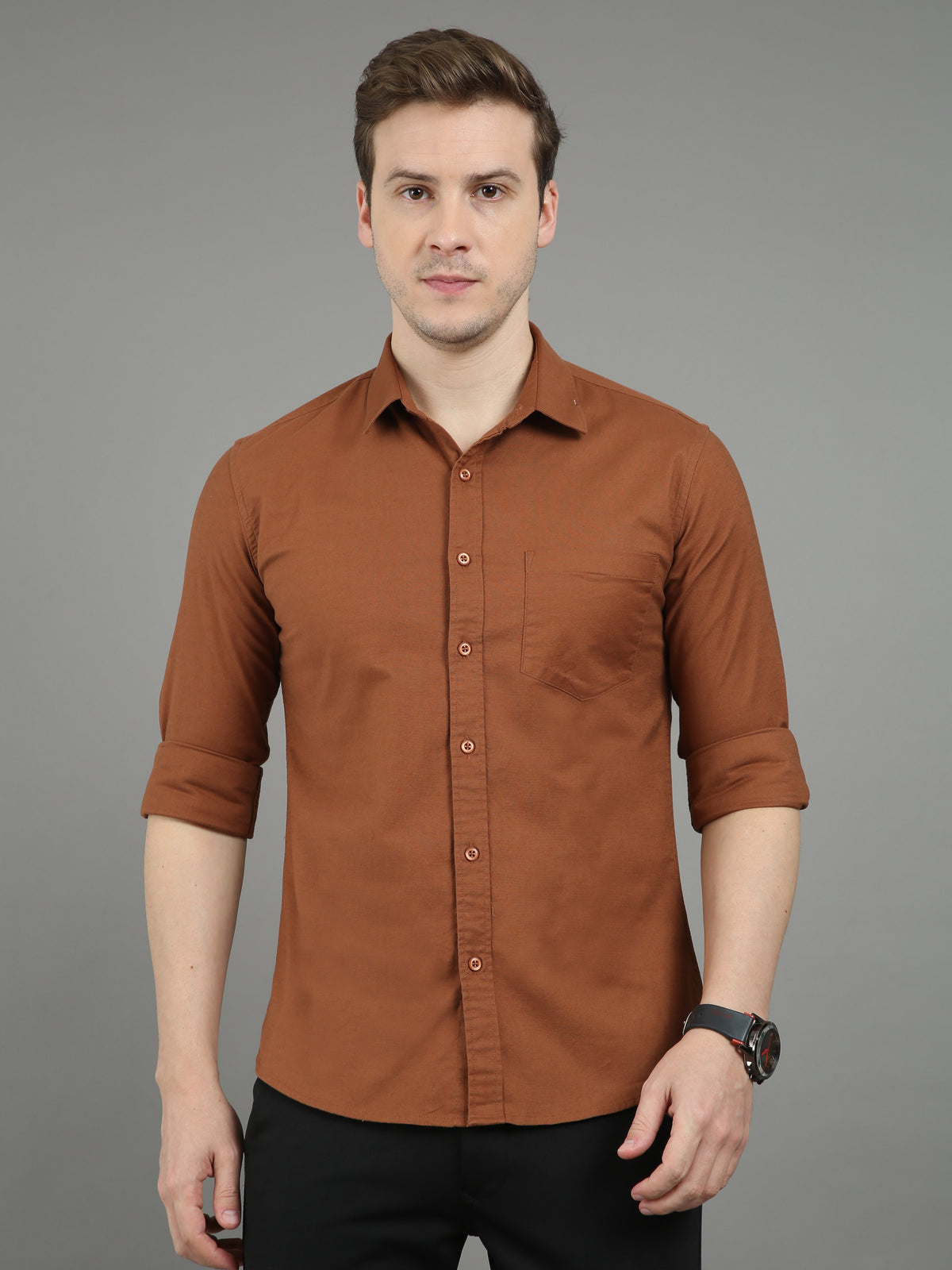 Solido Brownish Orange Shirt