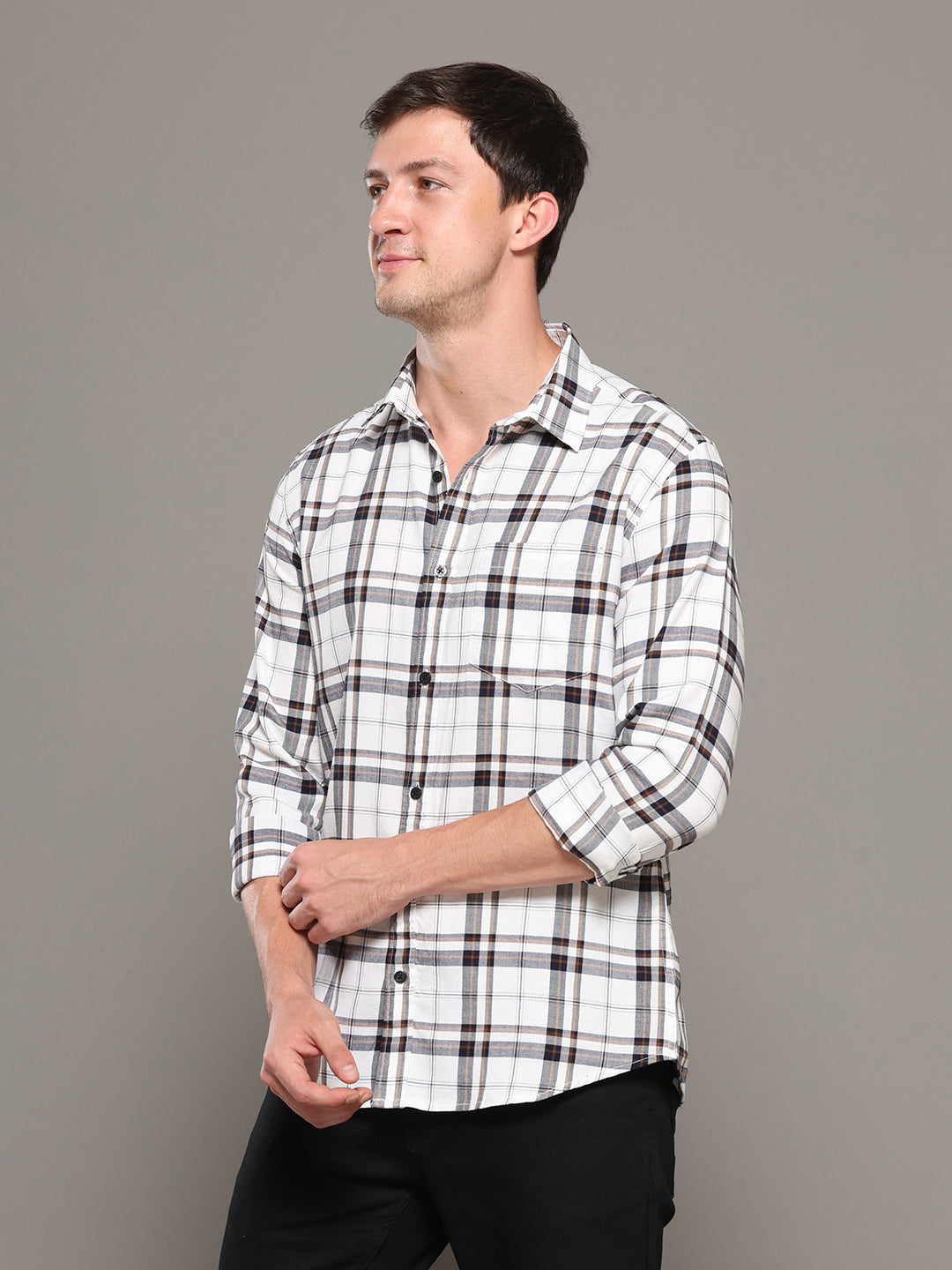 Feather White Check Shirt