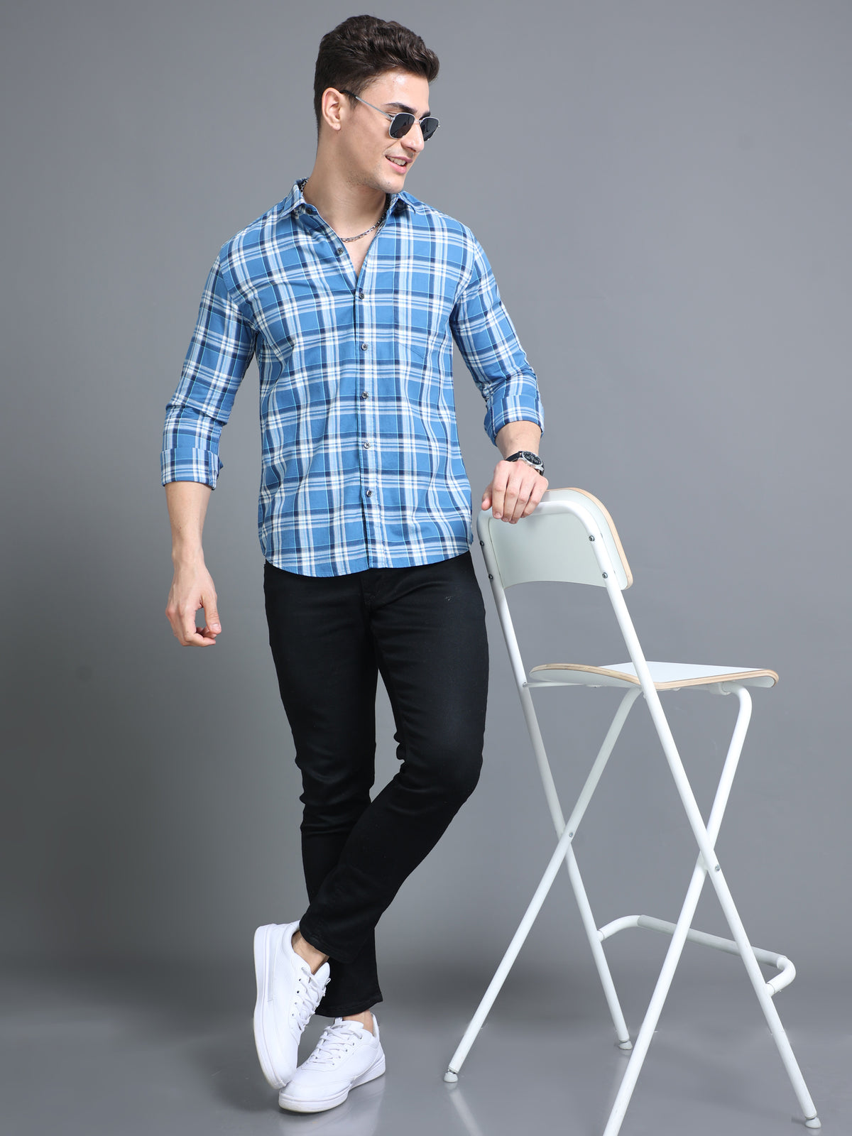 Plaid Sky Blue Check Shirt