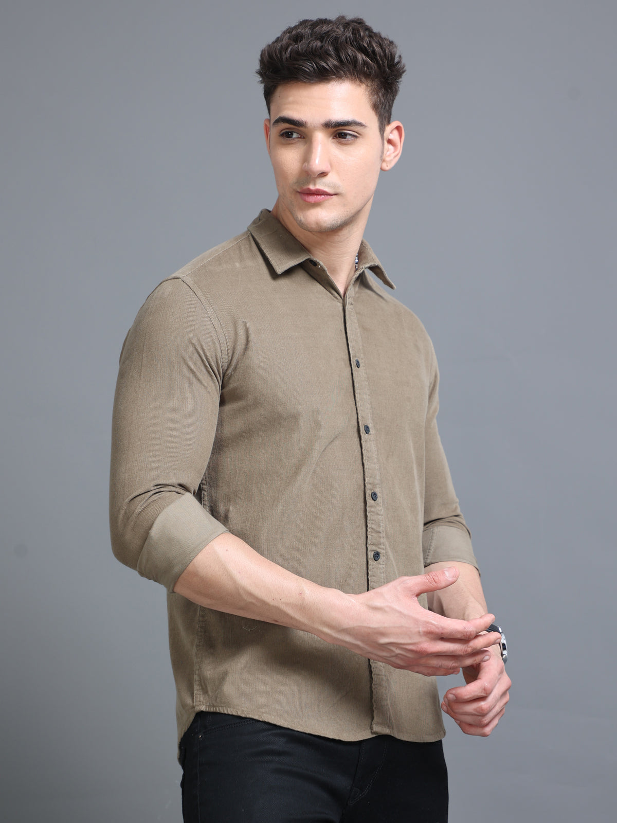 Velveteen Beige Corduroy Shirt