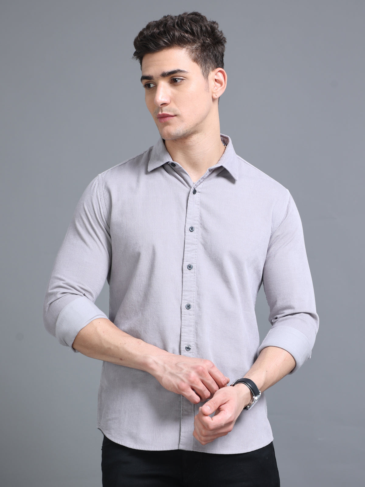 Velveteen Ash Grey Corduroy Shirt