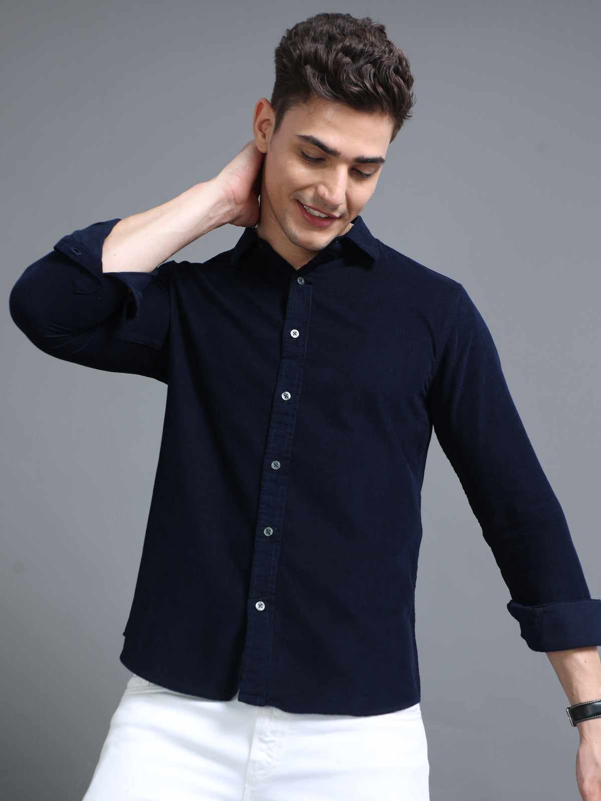 Velveteen Navy Corduroy Shirt