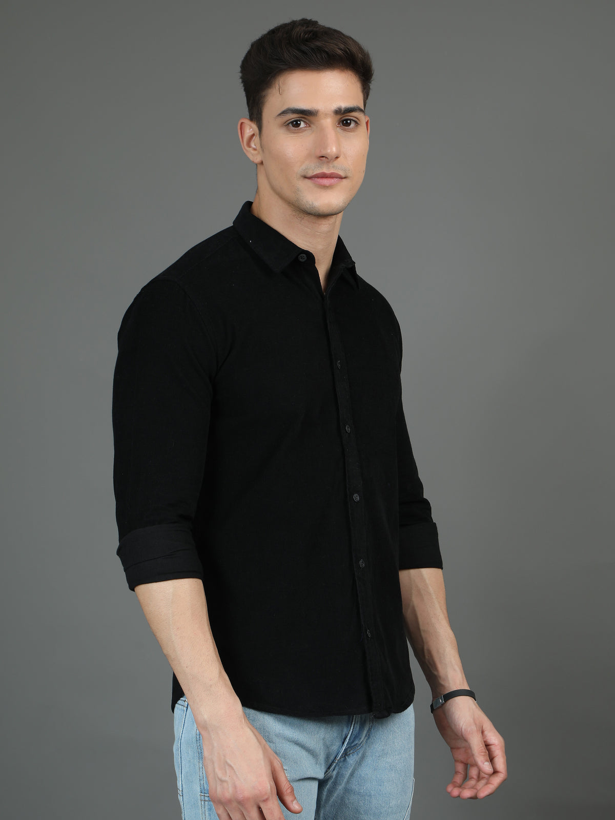 Velveteen Black Corduroy Shirt