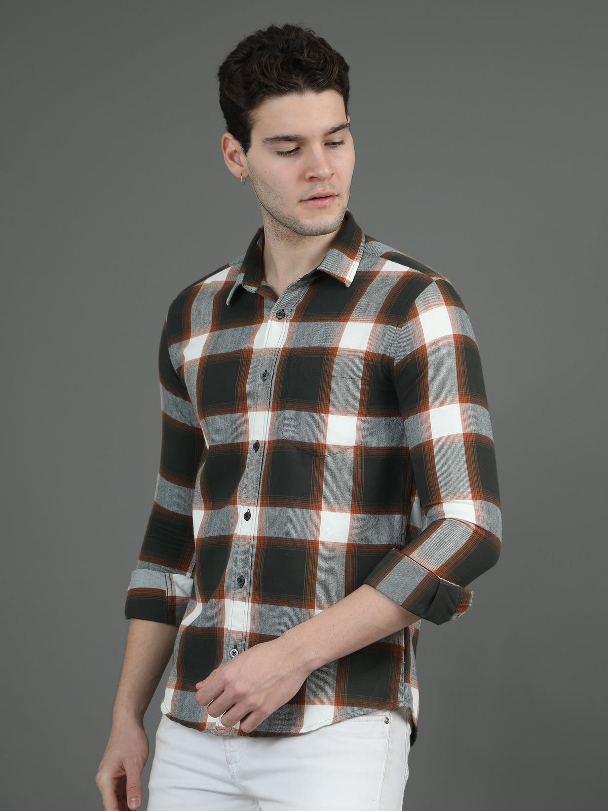 Olive Green Corduary Check Shirt