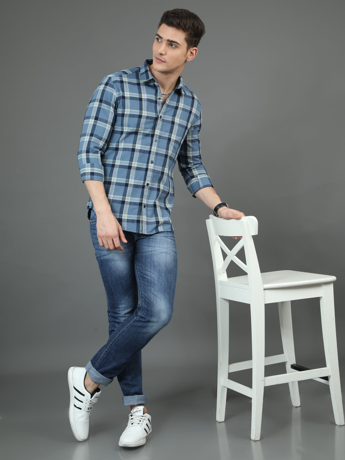 Skabeloff Blue Corduary Check Shirt