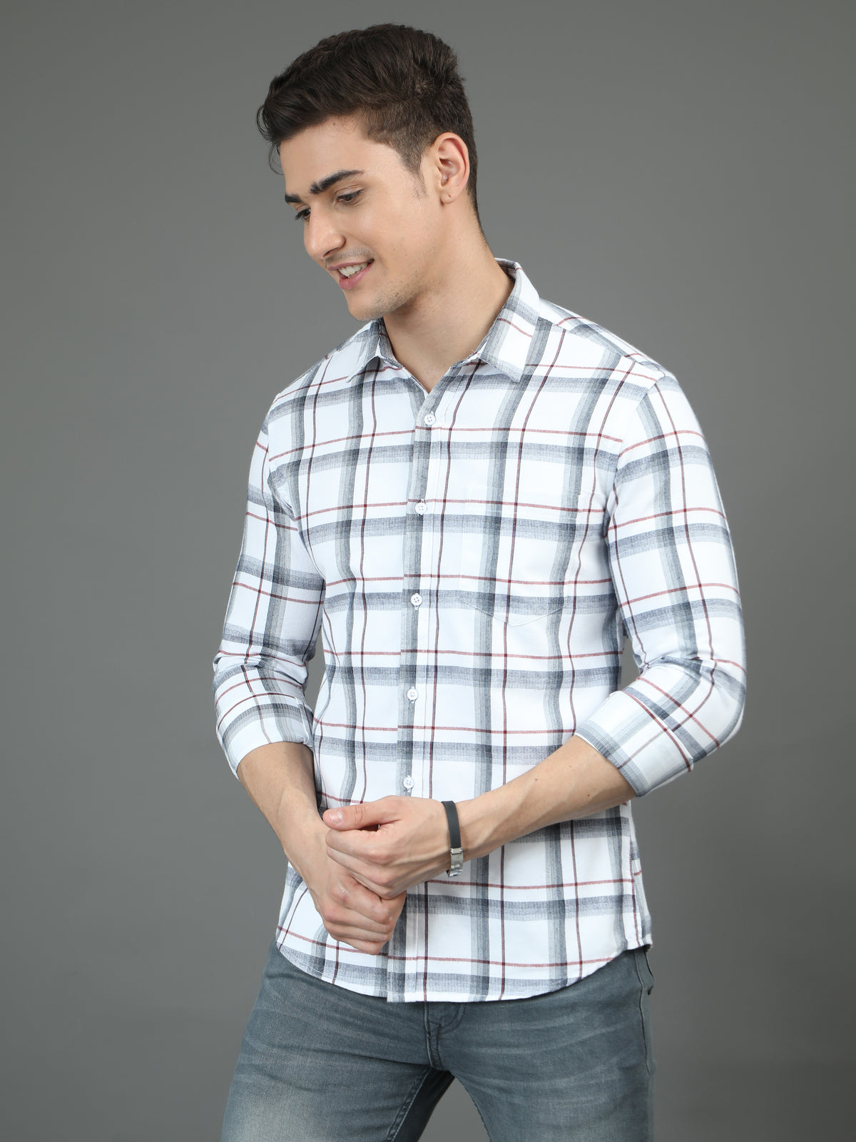 Pearl White Corduary Check Shirt