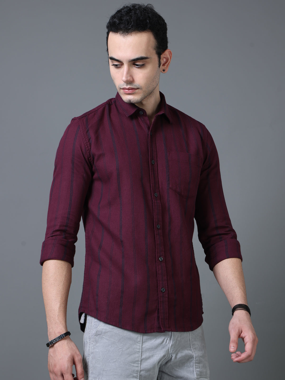 Pencil Dual Maroon Stripe shirt