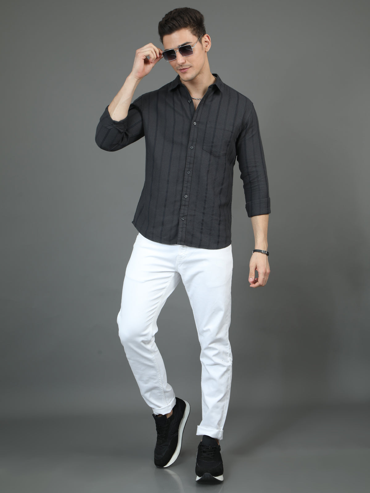 Pencil Dual Jet Grey Stripe Shirt