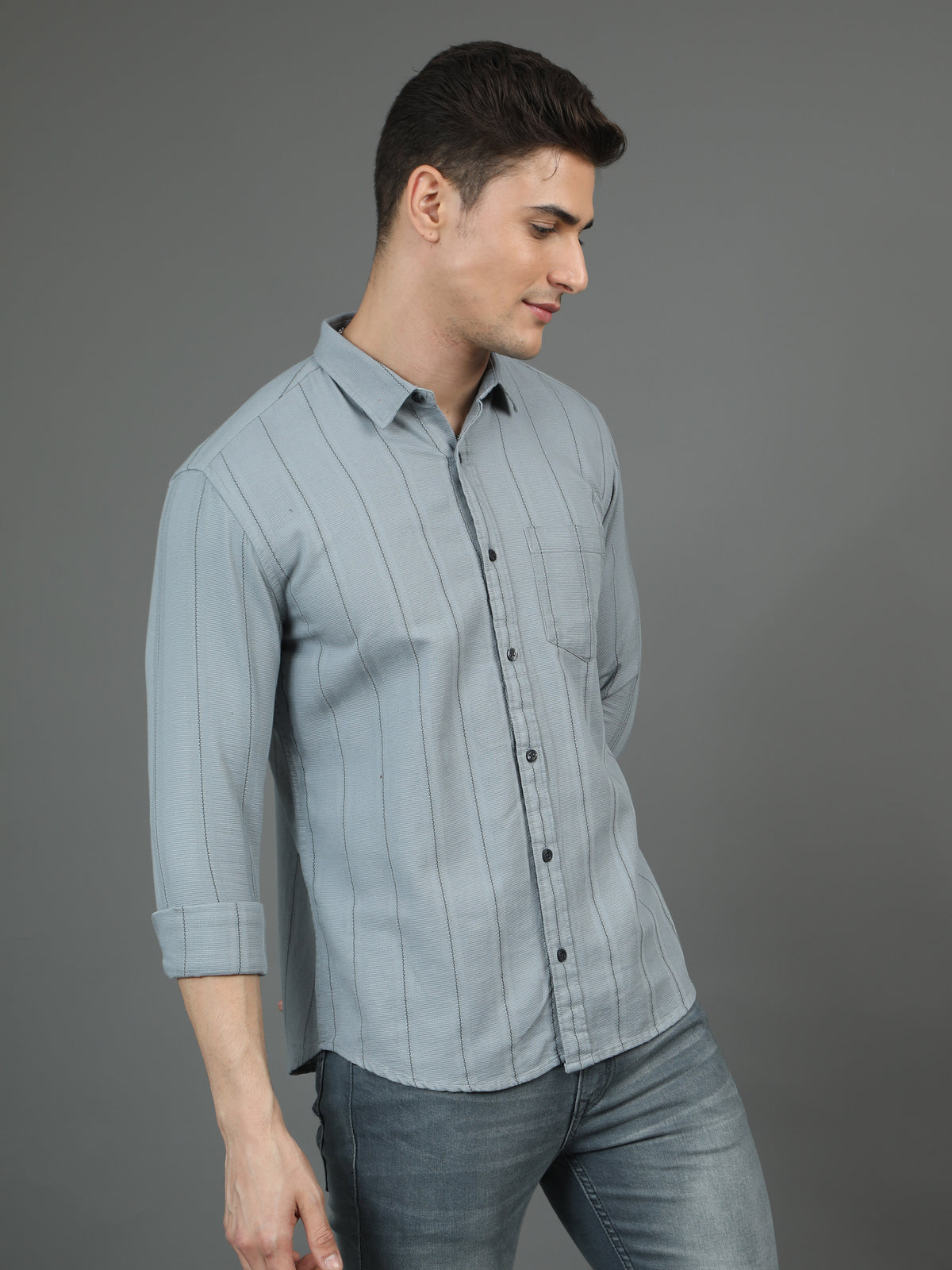 Pewter Grey Pin Stripe Shirt