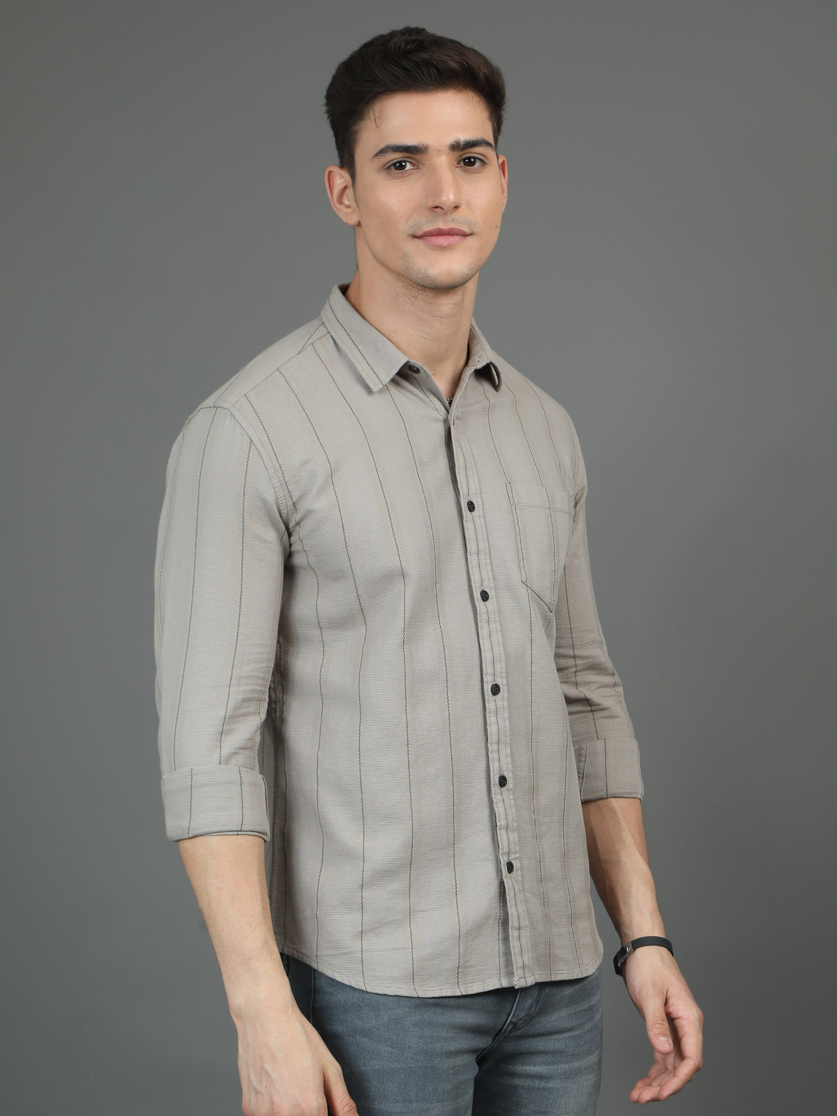 Umber Brown Pin Stripe Shirt