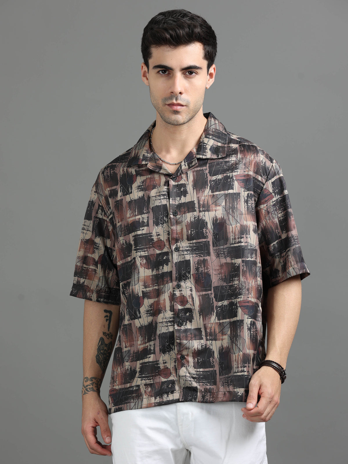 Ceytas String leaf Brown Shirt